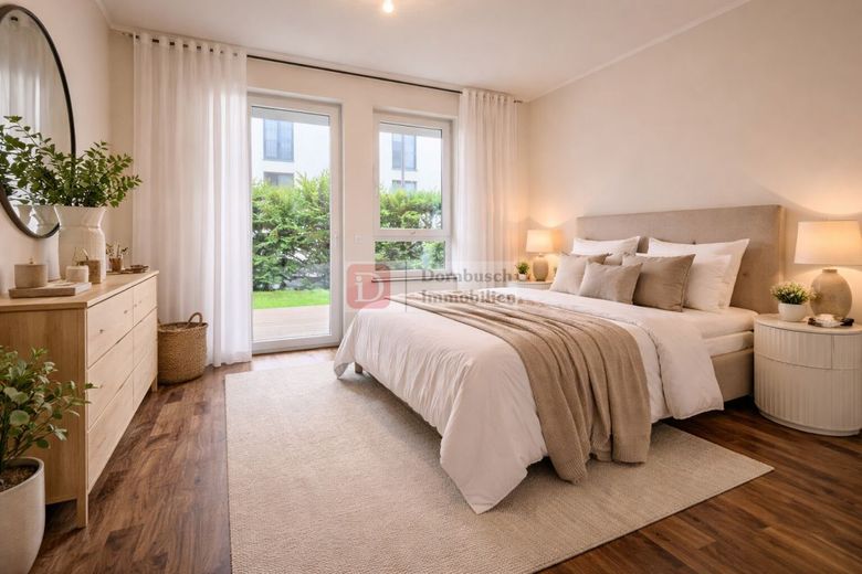 Top!! Provisionsfreie Gartenwohnung - hochwertige Renovierung, moderne Einbauküche – Schlafbereich - Virtual Staging