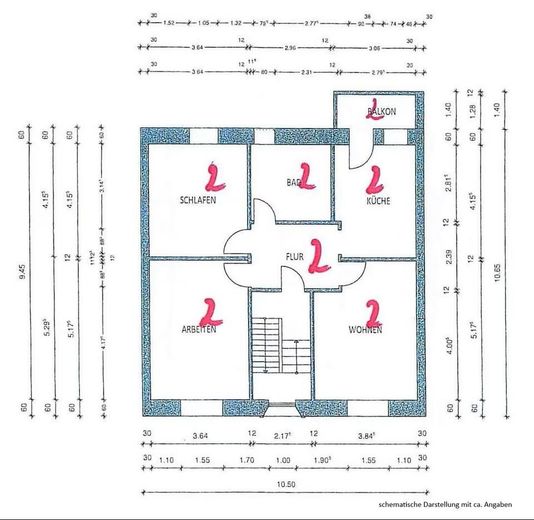 RESERVIERT  Attraktive 3-Zimmer-Eigentumswohnung 80 m² mit Balkon 7.800€ p.a. – Grundriss Wohnung 