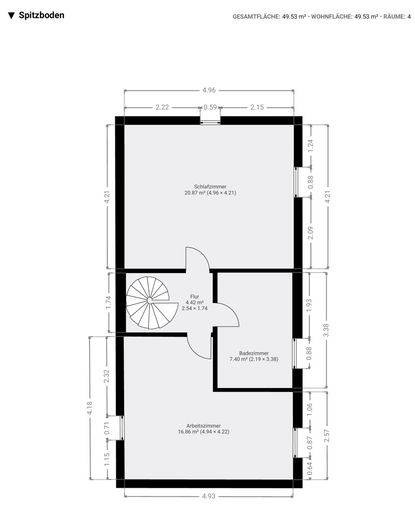 Provisionsfreie 5-Zimmer-Maisonette mit zwei Badezimmern und Balkon – Grundriss 4 OG