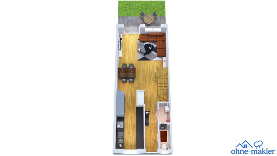 Modernes Reihenmittelhaus mit Garten und Dachterrasse in Berlin-Lichtenrade – EG