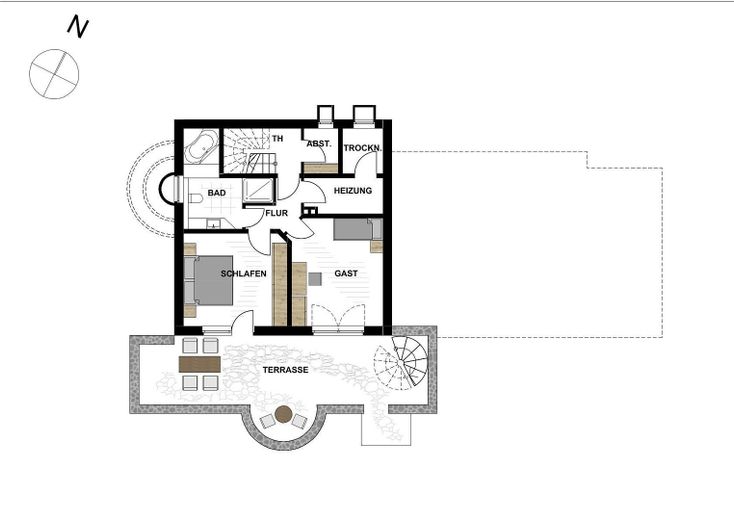 Großzügig wohnen, clever heizen (VHB): Architektenhaus mit Fußbodenheizung, Galerie & Specksteinofen – Untergeschoss