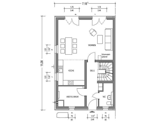 Elegante DHH mit Keller / Inclusive Grundstück / Ideal für die junge Familie – Grundriss EG