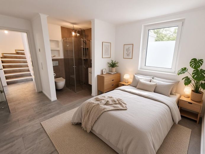Modernes Doppelhaus in Hochheim in bester Lage / Stunning Semi-Detached Home in a Prime Location – UG: Gästezimmer mit Bad Nr.3