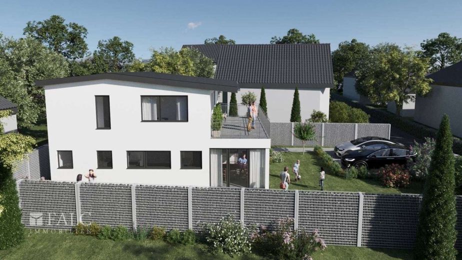 Freistehendes Einfamilienhaus nach KfW55 – Außenansicht Animation