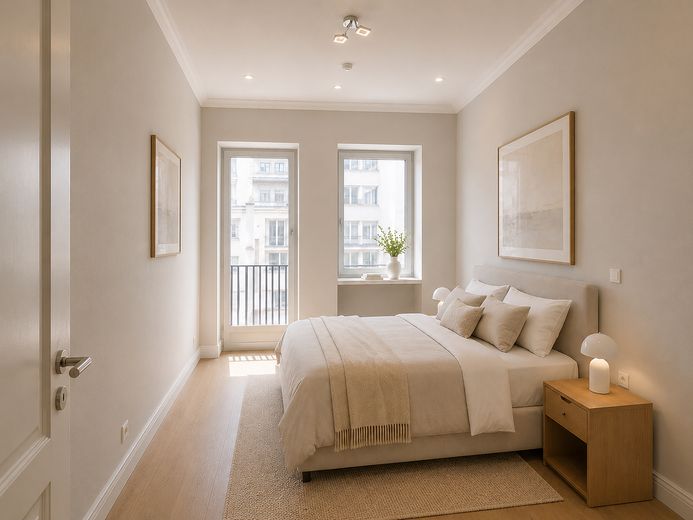 Exklusive 4-Zimmer-Residenz mit Südbalkon & Concierge im Gerling Quartier | Sofort bezugsfrei – Masterschlafzimmer zur Piazza
