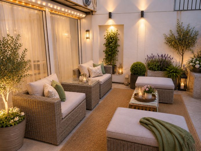 Großzügige Wohnung mit Panoramablick und großer Terrasse – Terrasse_AI