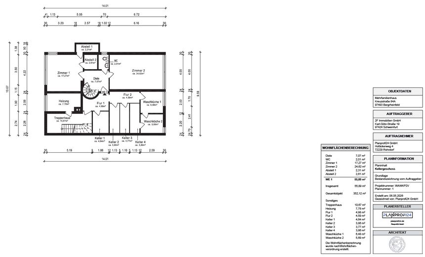 Familientraum mit Garten – großzügige Maisonettewohnung über 2 Ebenen mit Terrasse und 2 Bädern – Grundriss Kellergeschoss