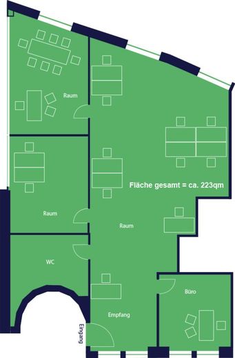 Kreatives Loftbüro im Belgischen Viertel – Grundriss1OG_223 qm