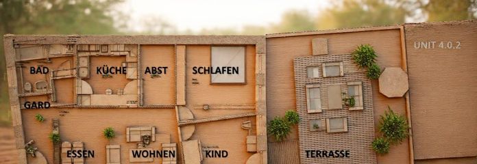 Loftwohnung | 3R , 93qm | über den Dächern | Atrium-Dachterrasse – Grundriss KI Darstellung
