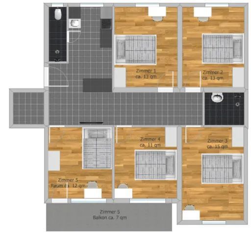 Schönes möbliertes Zimmer in gepflegter WG - München | Leopoldstraße 138 – Grundriss