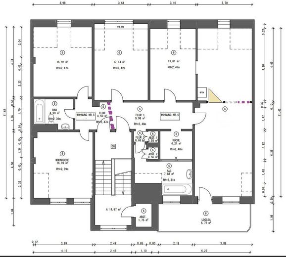 Grundriss bei Zusammenlegung