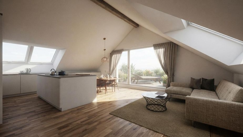 Penthouse met fantastisch dakterras en 2 parkeerplaatsen buiten – unverbindliche Visualisierung