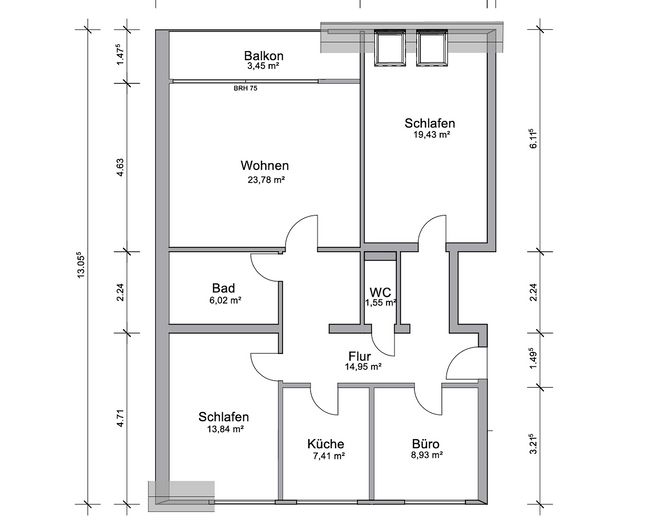 Provisionsfrei: Hochwertig sanierte 4-Zimmer-Wohnung mit Südbalkon & Garage – Grundriss