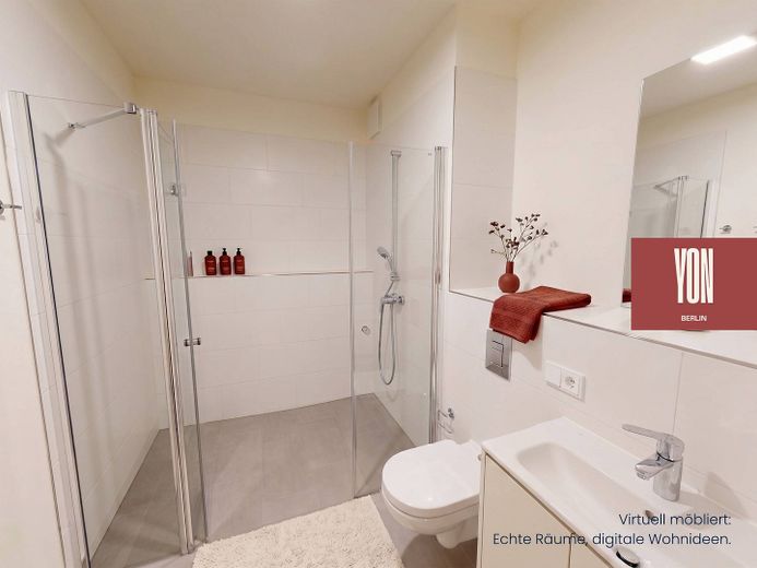 YON BERLIN - Moderne 2-Zimmer-Neubauwohnung mit EBK und sonnigem BALKON in Berlin-Friedenau – Ansicht I: Bad (Visualisierun…