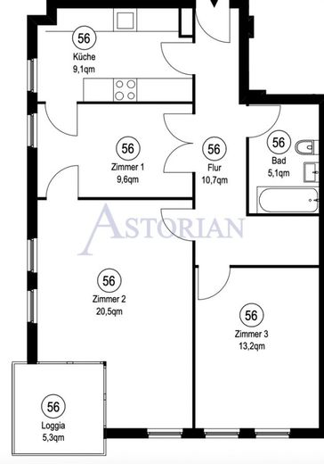 Helle 3-Zimmer-Wohnung mit malerischem Ausblick in Reinickendorf – Grundriss