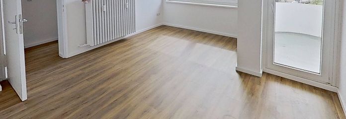 Gut geschnittenes 2-Zimmer-Apartment mit BALKON in Flensburg-Rude – Ansicht I: Wohn- und Esszimmer