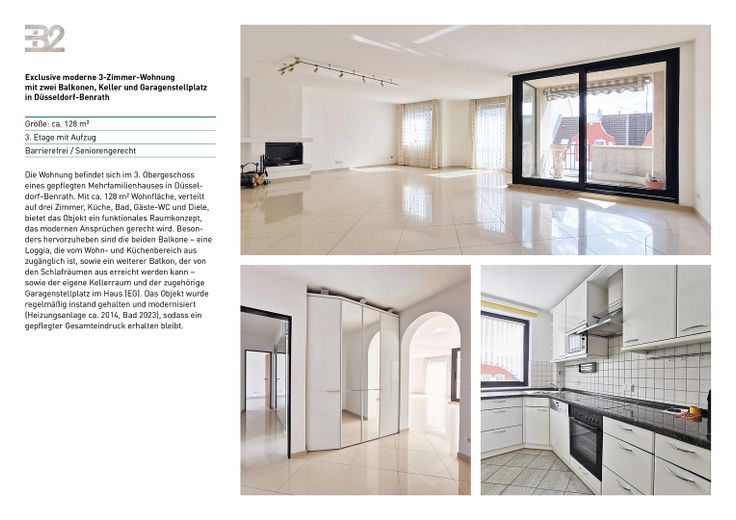 Moderne 3-Zimmer-Wohnung mit zwei Balkonen, Keller und Garagenstellplatz in Düsseldorf-Benrath – Objektbeschreibung