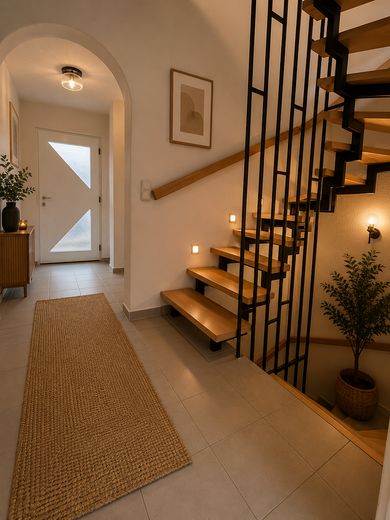 Maison jumelée adaptée aux familles avec jardin, sauna, studio et sous-sol à Stegaurach – Flur *KI generiert*