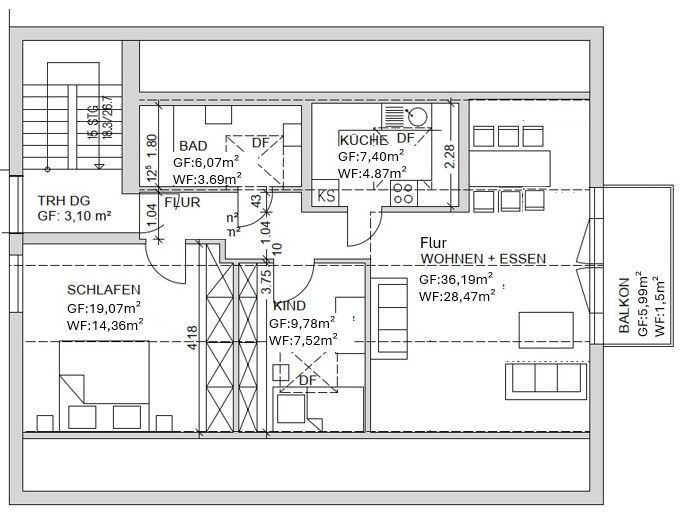 Provisionsfrei! Helle Dachgeschosswohnung mit grossem Garten – Grundriss