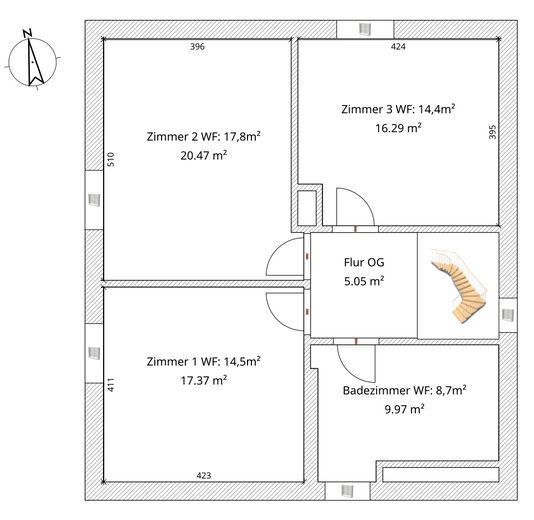 Per famiglie, casa unifamiliare indipendente a Eckental Brand da privato – Grundriss Obergeschoss