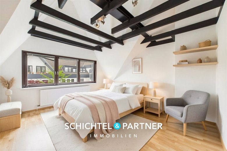 Hulsberg | Vermietetes Reihenhaus mit fünf Etagen, Garten und Garage – S&amp;P | Schlafzimmer (digitales Staging)