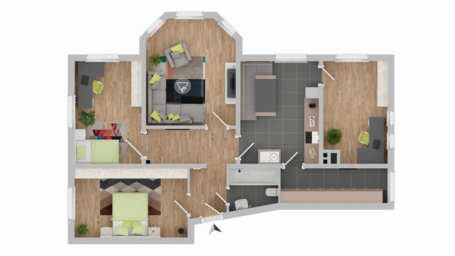 Schöne vier Zimmer Altbauwohnung – Grundriss