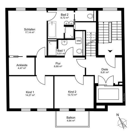 Luxuriöse Maisonettewohnung im Lehel – Grundriss 4. OG