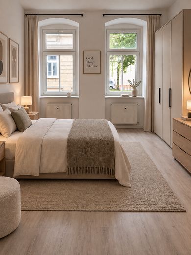 Neu renovierte 3-Zimmerwohnung mit Balkon zu vermieten – Schlafzimmer 