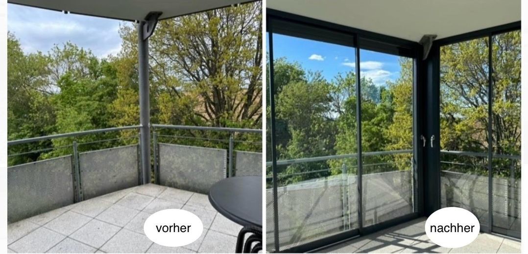 Balkon vor und nach Verglasung