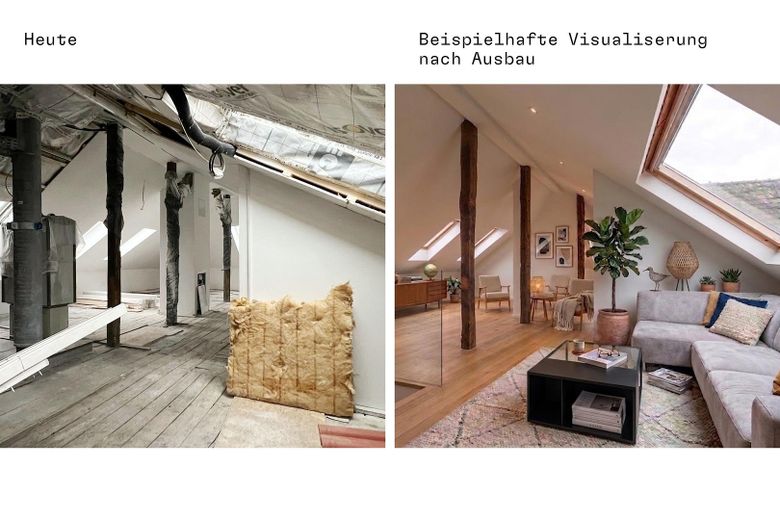 Das MENDEL_3-Zi-Whg UND genehmigtes Dachgeschoss zum Ausbau (bis 114 m²) – MENDEL_WE12_DG-Staging_Bild1