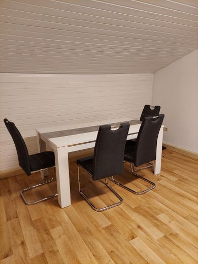 Helle 2,5-Zi-DG-Wohnung mit großer Wohnküche in ruhiger Waldrandlage – 5 Min nach Heidenheim – Essen in der Küche