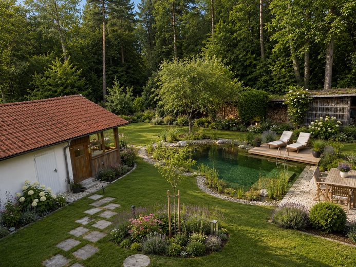 Ampia casa nel verde – utilizzo versatile, disponibile a breve | 659.000 € – BEISPIELBILD Gartengestaltung