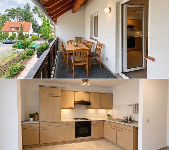 Wohninvestment–Verkauf einer Objektgesellschaft mit 58 Wohneinheiten in Blankenfelde-Mahlow – WE Balkon + Küche