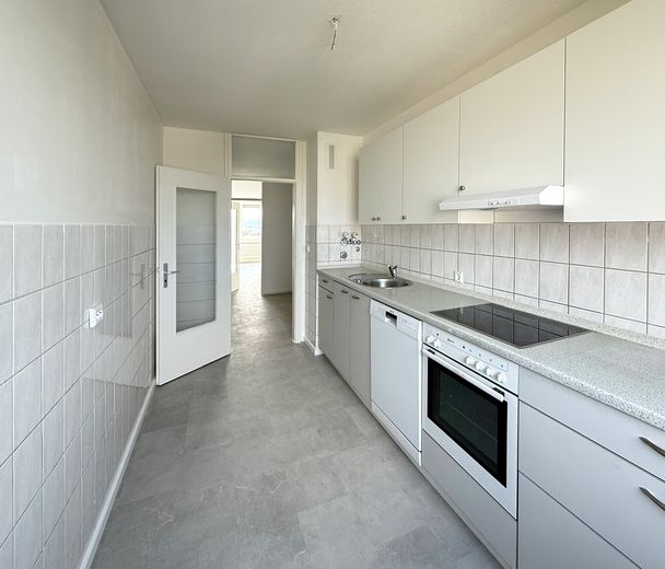 Appartamento di 3 locali completamente ristrutturato con vista panoramica, cucina componibile e garage – Küche