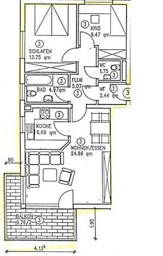 3,5 Zimmer mit Weitblick – clever geschnitten & provisionsfrei – Grundriss