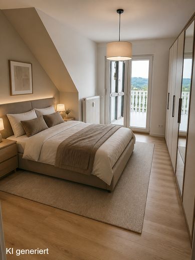 Traumblick übers Ennepetal mitten in Voerde – Schlafzimmer, KI-möbliert
