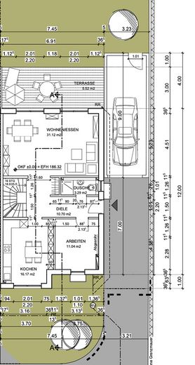 Hochwertige DHH mit Südgarten, PV, Wohnraumlüftung, 2 Wallboxen & ausgebautem Dachgeschoss – Grundriss EG