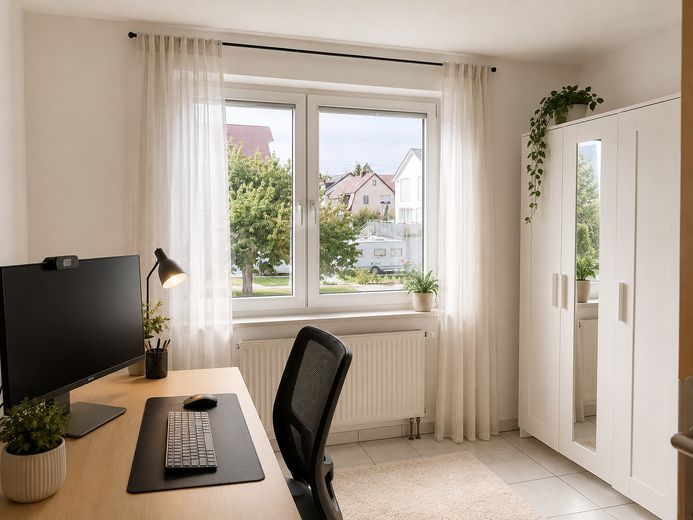 Céntrico y tranquilo: piso de 4 habitaciones con balcón en el corazón de Maichingen – Arbeits-/ Kinderzimmer 1