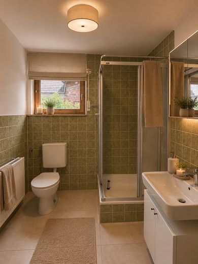 Erstbezug nach Renovierung: Gemütliche 2 Zimmer Wohnung mit eigenem Eingang und Garten in Gültlingen – Bad_gestaged