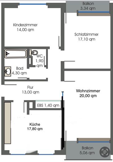 Sonnige Erdgeschosswohnung mit 2 Balkonen – Foto 12