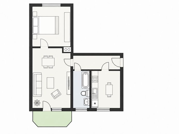 Helle 2-Raum-Wohnung mit Balkon und Blick auf die Elbhänge - 830€ Gesamtmiete inkl. Stellplatz – Grundriss