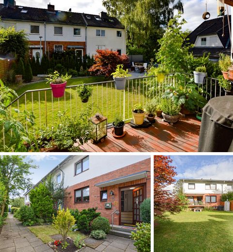 Zauberhaftes und Modernisiertes Endreihenhaus von Privat in Bramfeld zu Wellingsbüttel – Garten und Hausfront