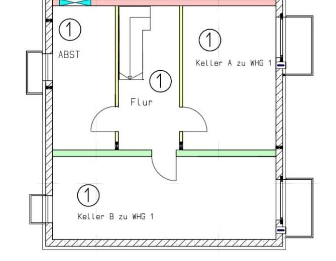 Maisonette Wohnung 71m² + 65m² Souterrain eigene Haustüre Erstbezug 2199€ warm inkl. Küche, Carport – Grundriss Souterrain