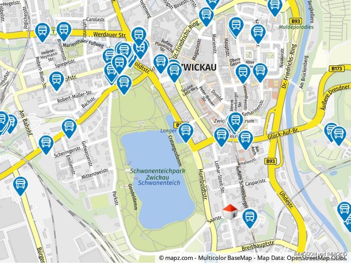 Appartement in Zwickau-Zentrum mit MINIKÜCHE und BALKON zu verkaufen! – Kartenausschnitt
