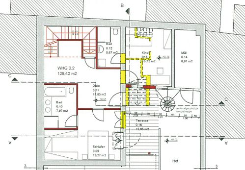 Exklusive Maisonette-Loft mit charmanter Innenhofterrasse an der Kupferbergterrasse – Grundriss EG