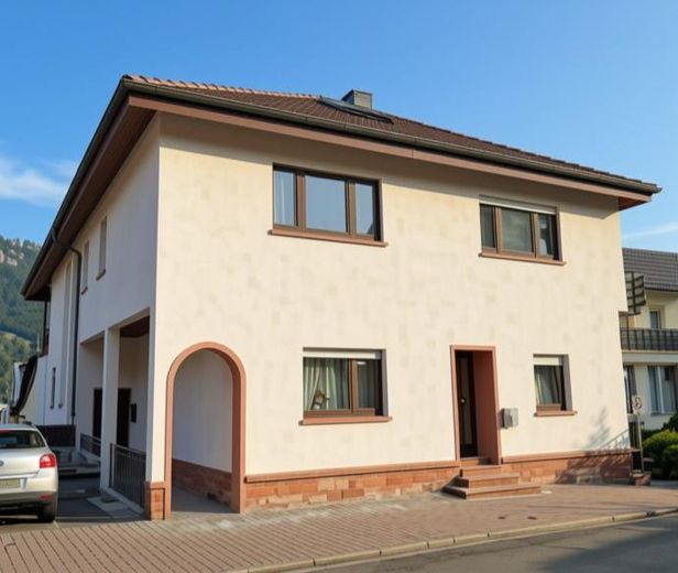 Su propia entrada junto al Meno – 3 habitaciones, disponible de inmediato – Außenansicht mit Eingang