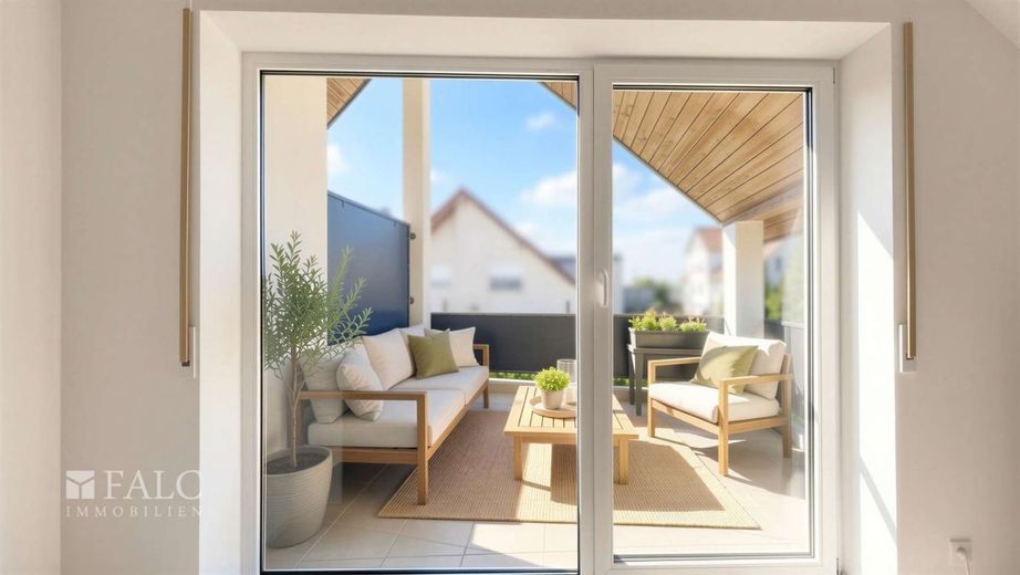 Charmante Maisonette-Wohnung mit sonniger Loggia &amp; Stellplatz – Balkon KI generiert