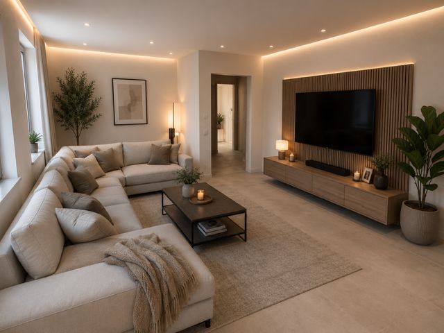 Ihr neues Zuhause wartet auf Sie – Moderne Neubauwohnungen in Dortmund-Hostedde – Wohnzimmer Muster KI
