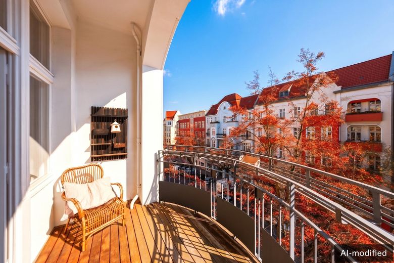 En yüksek standartlar için - Akazienkiez’de tasarım dairesi – Loggia in der Morgensonne
