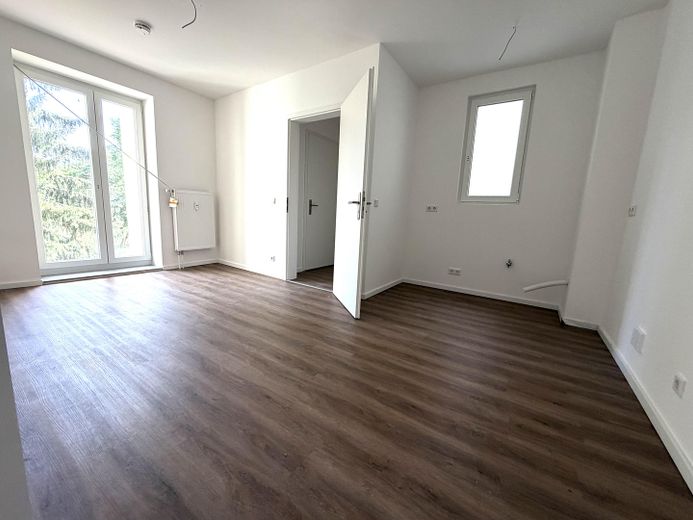 Kernsanierte, helle 2-Zi. Wohnung in Fürth – Wohn- und Esszimmer, Küche